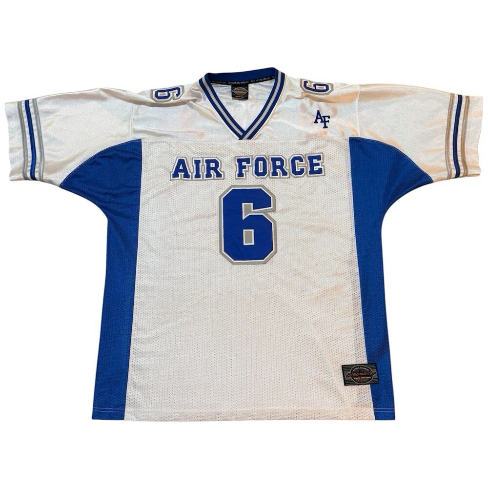 Vintage Air Force Falcons Stitched College Football Jersey #6 White Blue Mens L